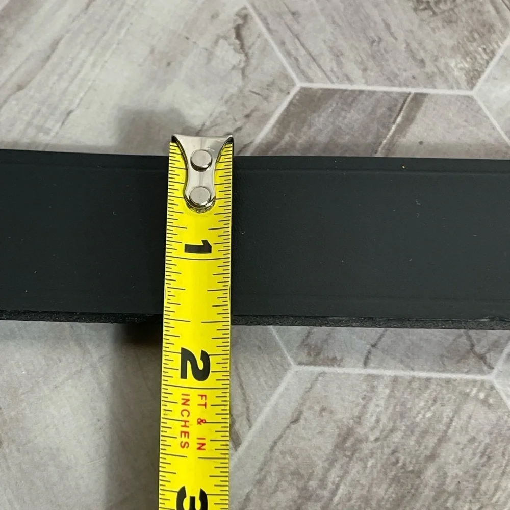 Cintas Black Leather Belt Size 50 Genuine Leather Made in USA Silver Buckle